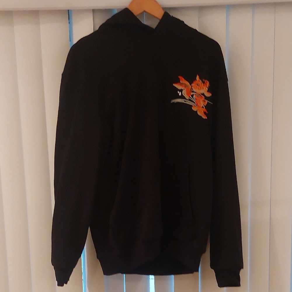 Black Koi Fish Embroidered Hoodie (Koisea)